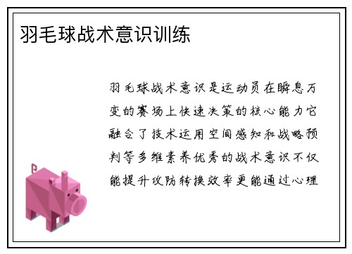 羽毛球战术意识训练